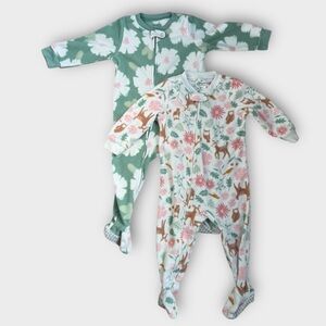 Carter's Green and Pink Floral Footies